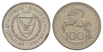 Кипр 100 милей 1981 KM 42 медно-никель UNC 4652-424