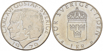 Швеция 1 крона 1979 Карл XVI Густав (1973- ) KM 852 медь плакированная медно-никелем 77-642
