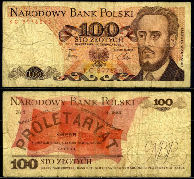 Польша 100 злотых 1982 1 июня 1982, Людвиг-Фаддей Варынский Pick 143d бумага 6287-27-1-2