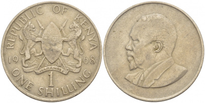 Кения 1 шиллинг 1968 Джомо Кениата KM 5 медно-никель 4545-1045