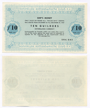Нидерланды 10 гульденов 1957 на покупку товаров, бакалеи, гастрономии, хлеба, галантерии в магазине KONINKLIJKE ROTTERDAMSCHE LLOYD N.V   бумага  UNC (пресс) 444-32-1-1