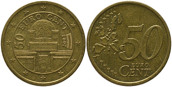 Австрия 50 евроцентов 2002 Венский сецессион KM 3087 нордик 4573-847