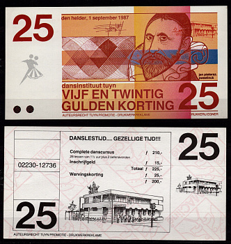 Нидерланды 1987 рекламный купон на скидку в танцевальной школе "Dansinstituut Tuyn" картон 7457-3-1-2