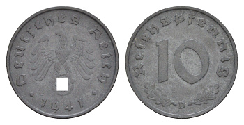 Германия 10 рейхспфеннигов 1941 D KM 101, J. 371 цинк 4647-828