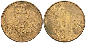 Словакия 1 крона 2006 MK KM 12 сталь плакировнная бронзой 4164-914