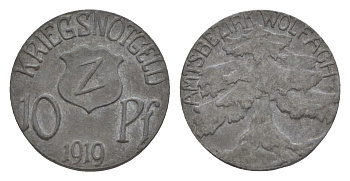 Вольфах 10 пфеннигов 1919 Funck 610.1, Men05 27542.1, Men18 34582.1 цинк 4636-834