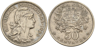 Португалия 50 сентаво 1968  KM 577 медно-никель    4153-124