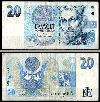 Чехия 20 крон 1994 Pick 10 a бумага 7204-9-1-2