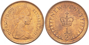 Великобритания 1/2 пенни 1975 Елизавета II (1952-2022) KM 914, Spink 4239 бронза 112-763