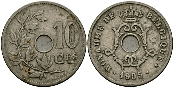 Бельгия 10 сантимов 1905 Belgique KM 52 медно-никель 4172-826