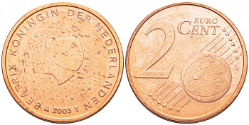 Нидерланды 2 евроцента 2003 Беатрикс (1980-2013) KM 235 сталь плакированная медью UNC 3457-1122