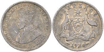 Австралия 6 пенсов 1924 Георг V (1910-1936) KM 25 серебро 4623-154