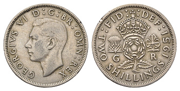 Великобритания 2 шиллинга (флорин) 1951 Георг VI (1936-1952) KM 878, Spink 4107 медно-никель 4692-336