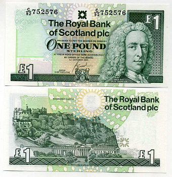 Шотландия 1 фунт 2001 Лорд Айлей, Эдинбургский замок Pick 351 e бумага UNC (пресс) 450-101-2