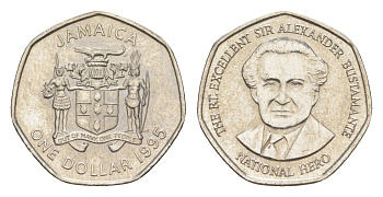 Ямайка 1 доллар 1995 Александр Бустаманте KM 164 сталь плакированная никелем UNC 4651-153