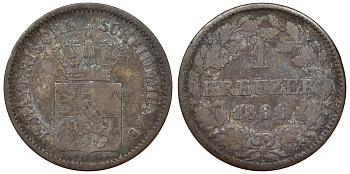 Бавария 1 крейцер 1861 Максимилиан II (1848-1864) KM 473 серебро 71-139