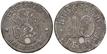 Гейдельберг 10 пфеннигов ND (1918-1919) Funck 203.1, Men18 14006.2 железо 188-1038