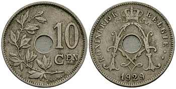 Бельгия 10 сантимов 1929 Belgie KM 86 медно-никель 4163-1133