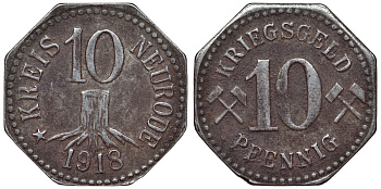 Германия, округ Нейроды 10 пфеннигов 1918 Силезия, Польша, нотгельд J. 620 железо 4119-1244