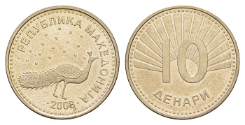 Македония 10 денаров 2008 KM 31 медь цинк никель aUNC 4519-826