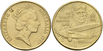 Австралия 1 доллар 1997 100 лет со дня рождения сэра Чарльза Кингсфорта Смита (1897-1935) KM 327 алюминиевая бронза 4587-843