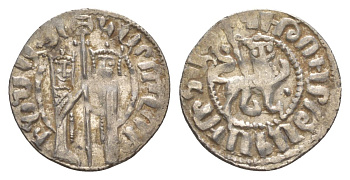 Киликийская Армения трам 1226-1271 Хетум I и царица Забель, держат крест/лев с патриаршим крестом  серебро    1516-435