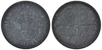 Польша 1 грош 1939 германская оккупация Y 34, Parchimowicz 8 цинк 4118-1021