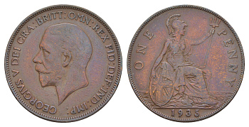 Великобритания 1 пенни 1935 Георг V (1910-1936) КМ 838, Spink 4055 бронза 4634-511