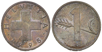 Швейцария 1 раппен 1995 KM 46 бронза aUNC 4618-162
