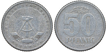 ГДР 50 ПФЕННИГОВ 1958 алюминий 62-635