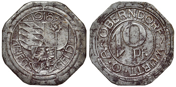 Оберндорф 10 пфеннигов 1918  Funck 392.2, Men05 19547.4, Men18 24506.4 железо     4119-1233