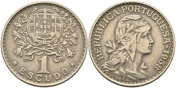 Португалия 1 эскудо 1958 KM 578 медно-никель 4571-1237