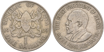 Кения 1 шиллинг 1969 Джомо Кениата KM 14 медно-никель 3855-944