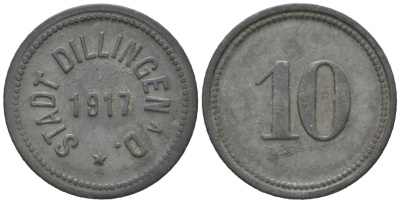 Диллинген-ан-дер-Донау (Бавария) 10 пфенингов 1917 Funck?94.2, Men18?6499.2 цинк 99-229