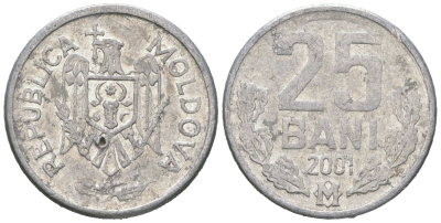 Молдавия (Молдова) 25 бани 2001 KM 3 алюминий 4580-515