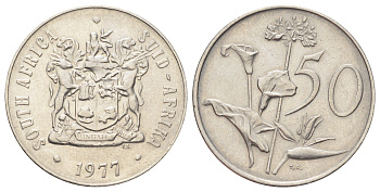 ЮАР 50 центов 1977 Зантедеския Эллиота (калла), герб KM 87 никель 4695-1123