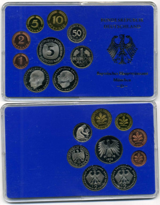 ФРГ госнабор из 9 монет 1976 D    PROOF  1-6-1-42