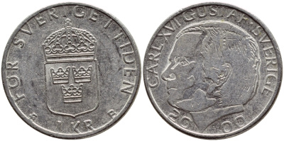 Швеция 1 крона 2000 Карл XVI Густав (1973- ) KM 852а медно-никель 4379-445