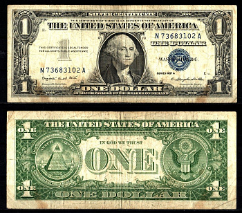 США 1 доллар 1957 Джордж Вашингтон Pick 419 a бумага 2119-11-1-1