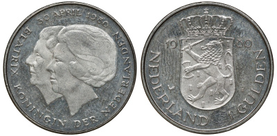 Нидерланды 1 гульден 1980 на коронацию Беатрикс, 30 апреля 1980 KM 200 никель 72-1527