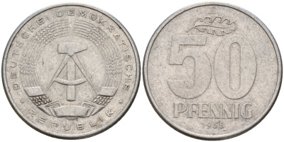 ГДР 50 пфеннигов 1958 A KM 12.1 алюминий 65-832