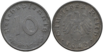 Германия 10 рейхспфеннигов 1943 A KM 101, J.371 цинк 4151-226