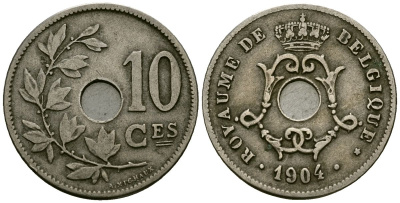 Бельгия 10 сантимов 1904 Belgique KM 52 медно-никель 4172-813