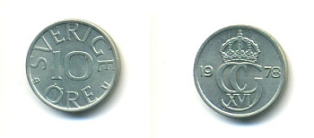 Швеция 10 эре 1978 U Карл XVI Густав (1973- ) KM 850 медно-никель 80-924