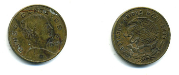 Мексика 5 сентаво 1965 Жозефа Ортис де Домингес KM 426 латунь 35-351