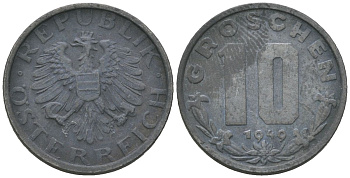 Австрия 10 грошей 1949 KM 2874 цинк 192-317