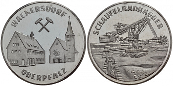 ГЕРМАНИЯ МЕДАЛЬ ND КОММУНА В БАВАРИИ ВАККЕРСДОРФ ОБЕРФАЛЬЦ, РОТОРНЫЙ МНОГОКОВШОВЫЙ ЭКСКАВАТОР, В ОРИГИНАЛЬНОЙ ЗАПАЙКЕ, ВЕС 11,5 ГР., ДИАМЕТР 26 ММ серебро PROOF 272-1725