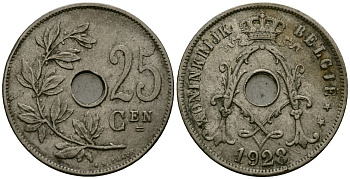 Бельгия 25 сантимов 1928 Belgie KM 69 медно-никель 4165-825