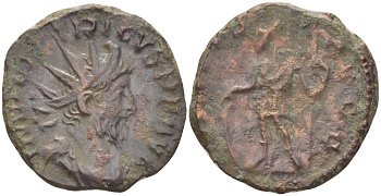 Римская Империя (императоры в Галлии) антониниан 273 - 274 Тетрик I. VIRTVS AVGG, Марс, держащий копье, Колония Агриппины, Good Very fine RIC 148 биллон 1073-13-117