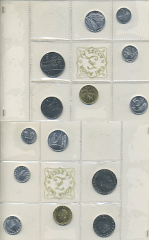 Италия набор из 7 монет 1969 оригинальная запайка, без 500 лир    UNC  5-6-2-36